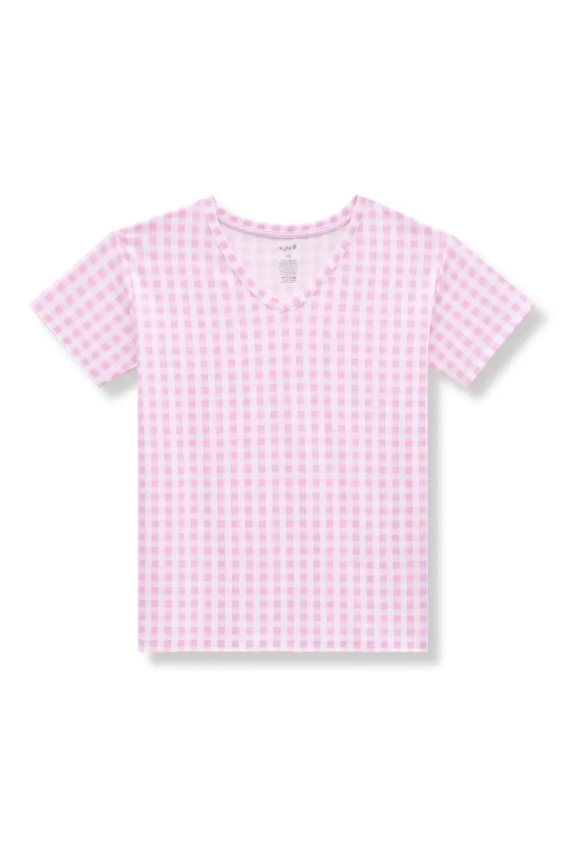 Women's Relaxed Fit V-Neck In Gingham Thistle 1