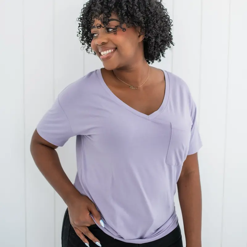 Women’S Relaxed Fit V-Neck In Taro 1