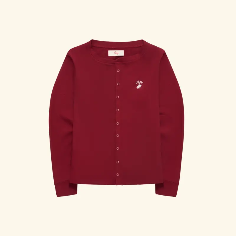 Women's Ribbed Cardigan (Red) 1