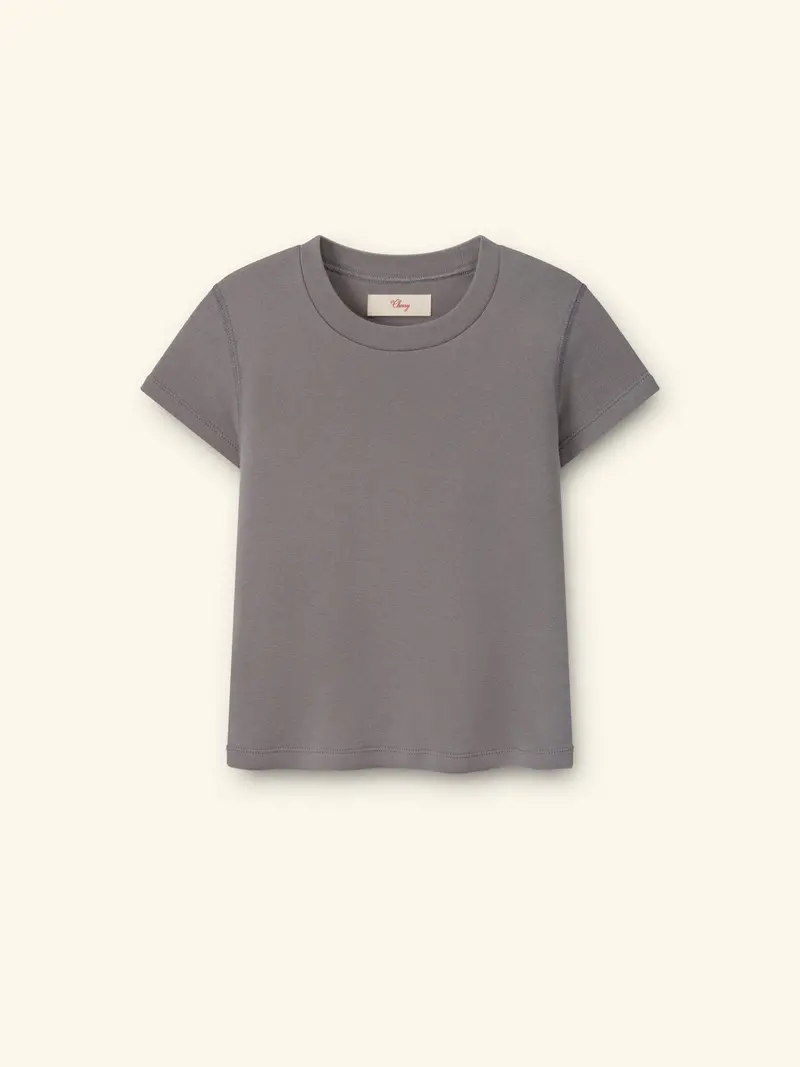 Women's Ribbed Fitted Tee (Smoke) 1