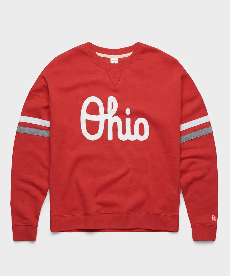 Women's Script Ohio Arm Band Drop Shoulder Crewneck 1