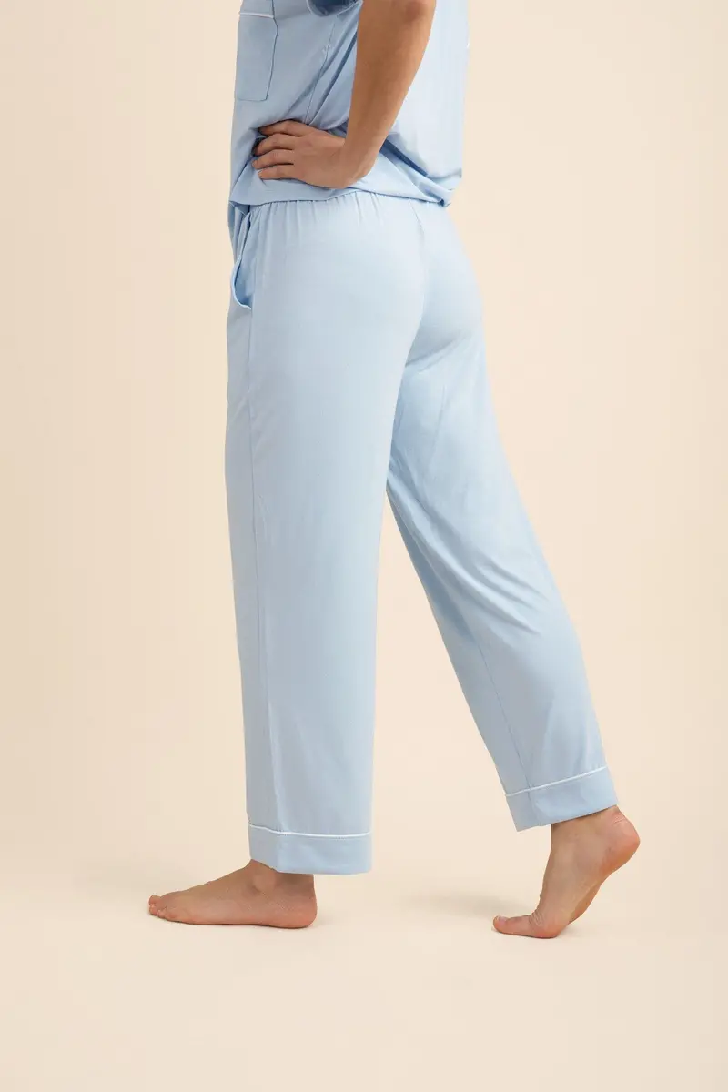 Women's Short Sleeve Cropped Pajama Set In Breeze 5