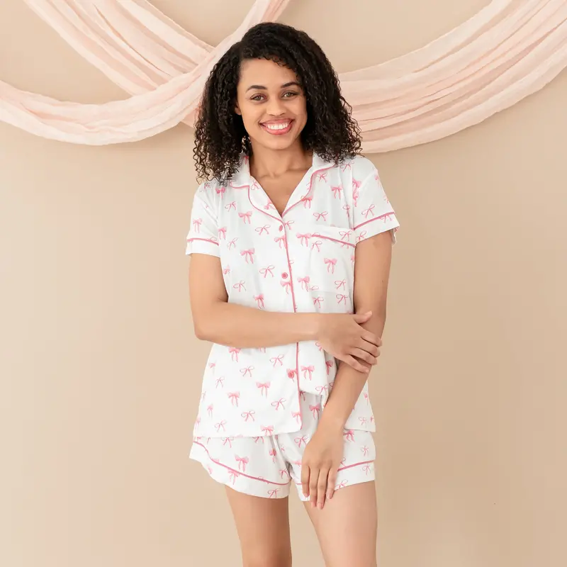 Women’S Short Sleeve Pajama Set In Bow 1