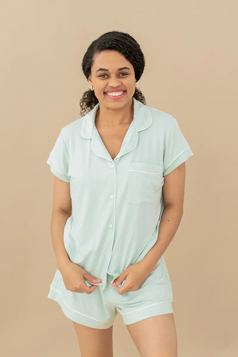 Women's Short Sleeve Pajama Set In Dew 1