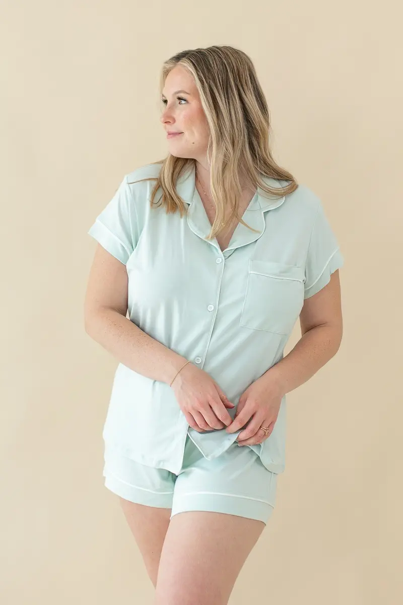 Women's Short Sleeve Pajama Set In Dew 3