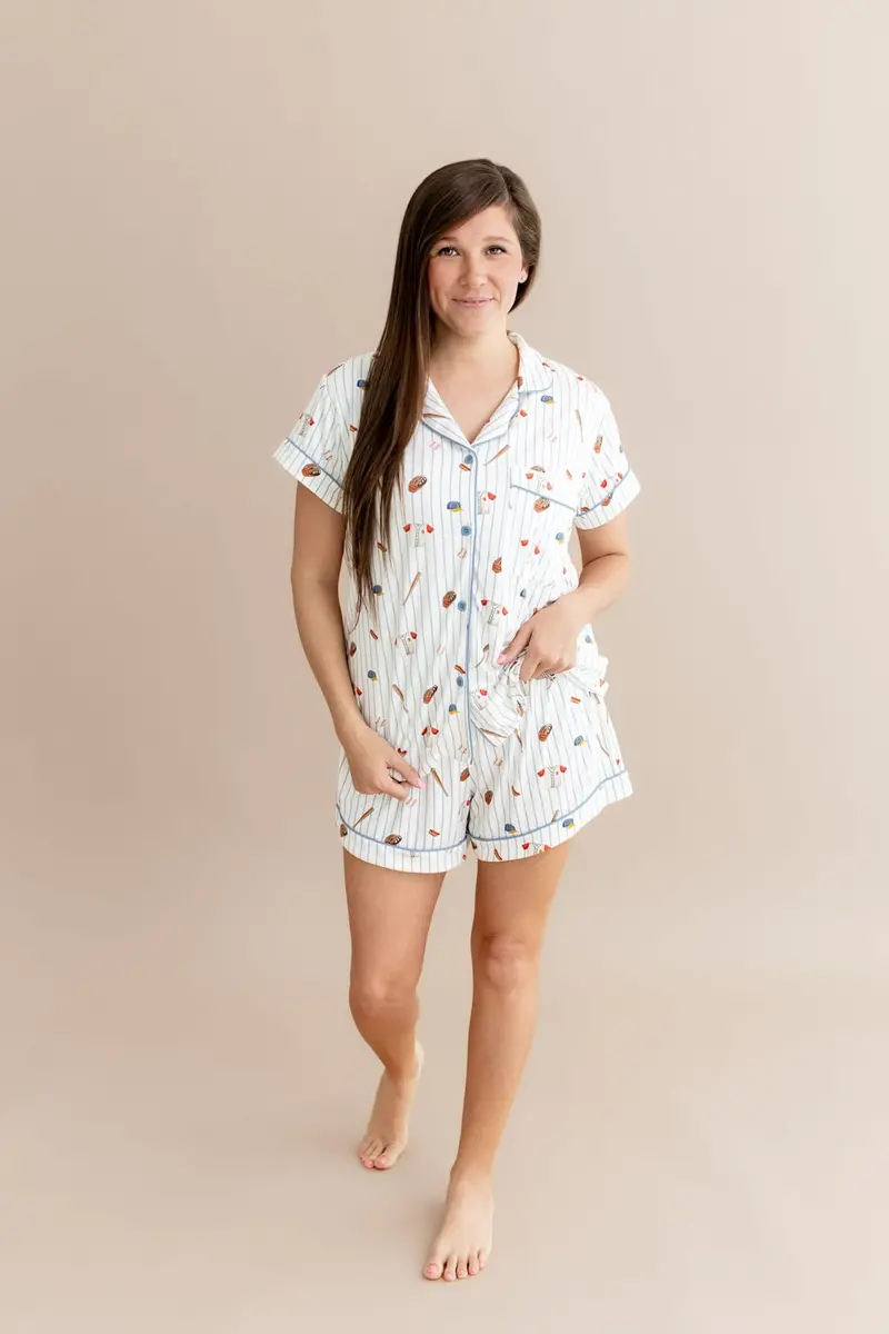 Women's Short Sleeve Pajama Set In Home Run 1