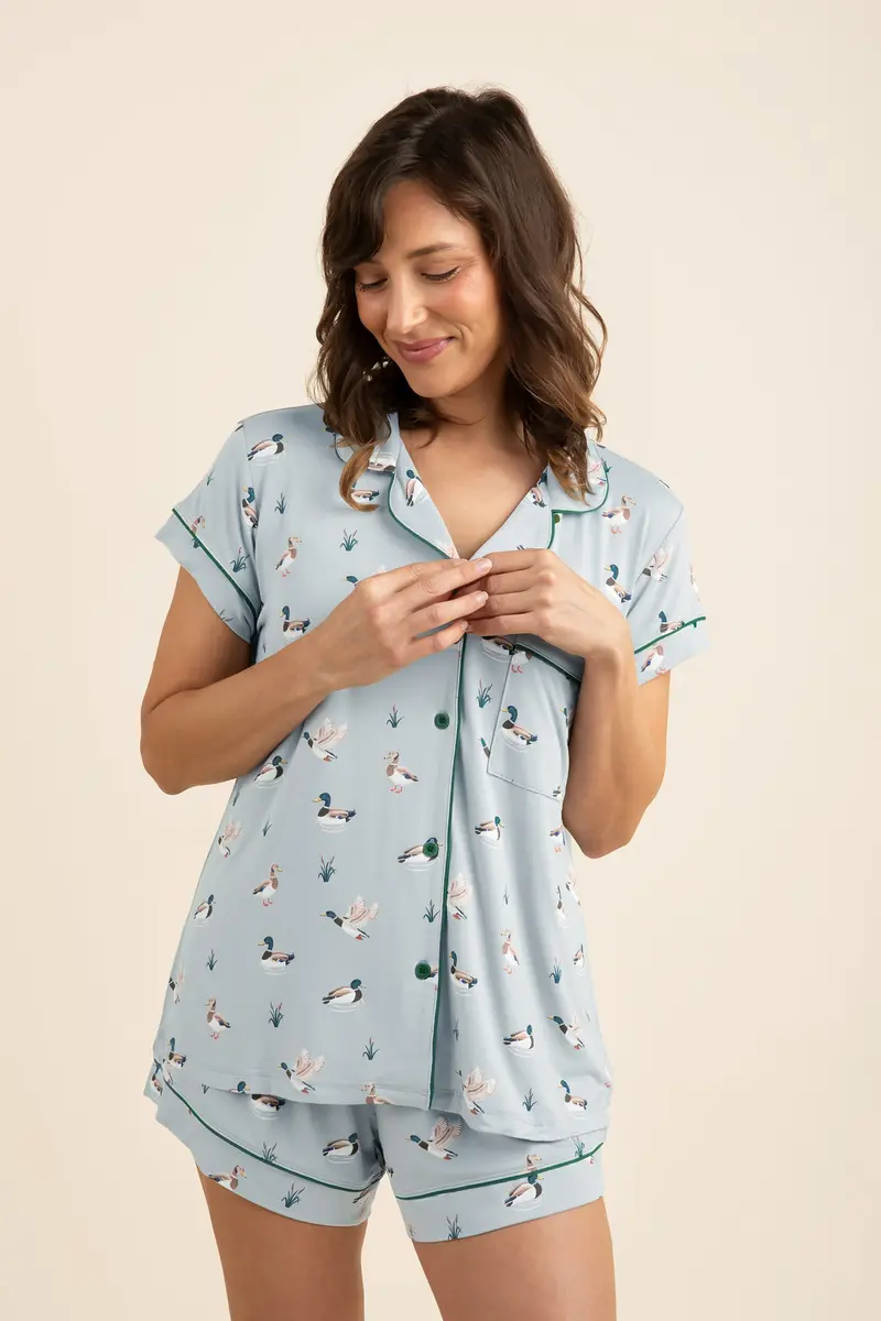 Women's Short Sleeve Pajama Set In Mallard Duck 1