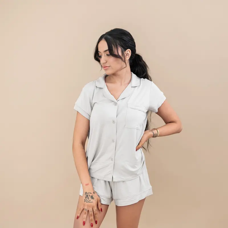 Women’S Short Sleeve Pajama Set In Oat 4