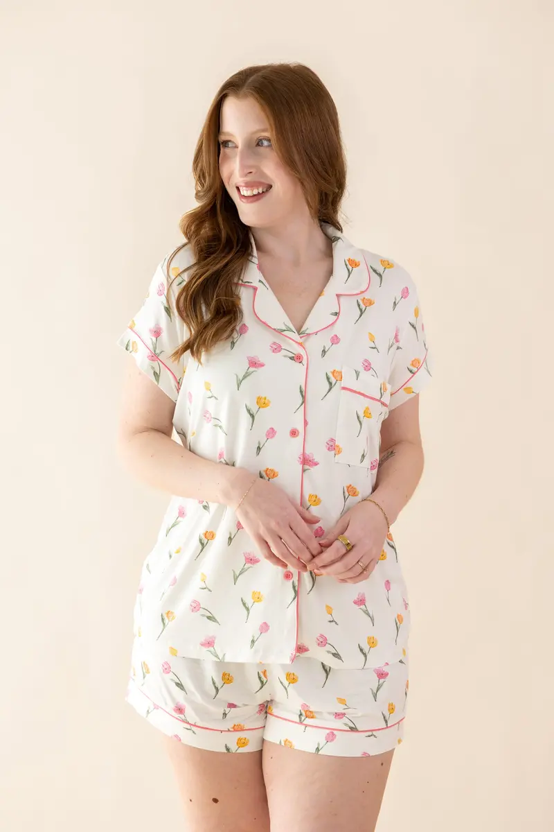 Women's Short Sleeve Pajama Set In Tulip 1