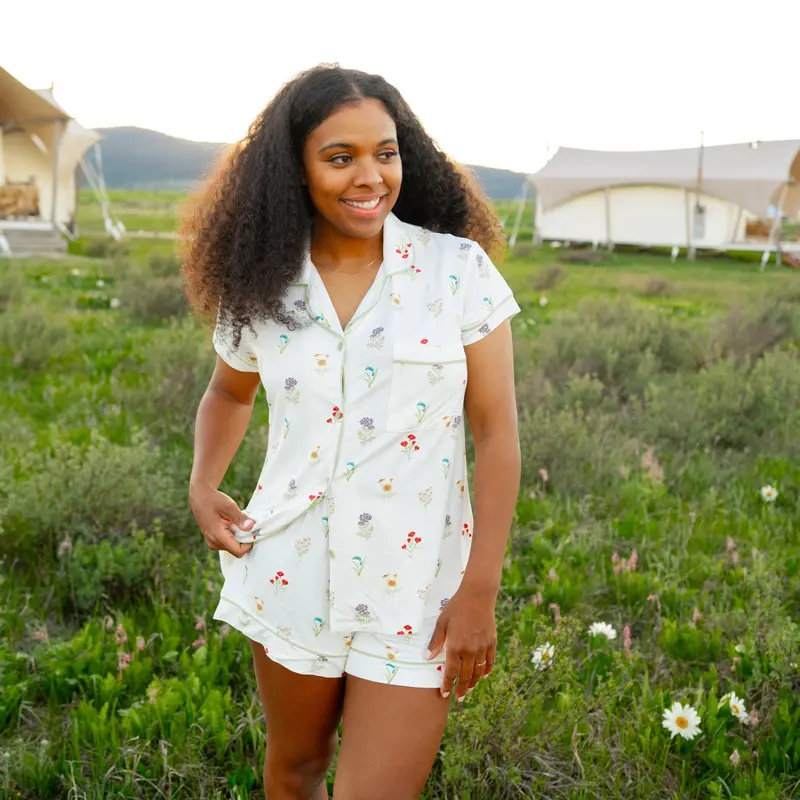 Women’S Short Sleeve Pajama Set In Wildflower 1