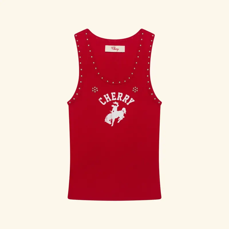 Women's Studded Tank Top (Cherry Red) 1