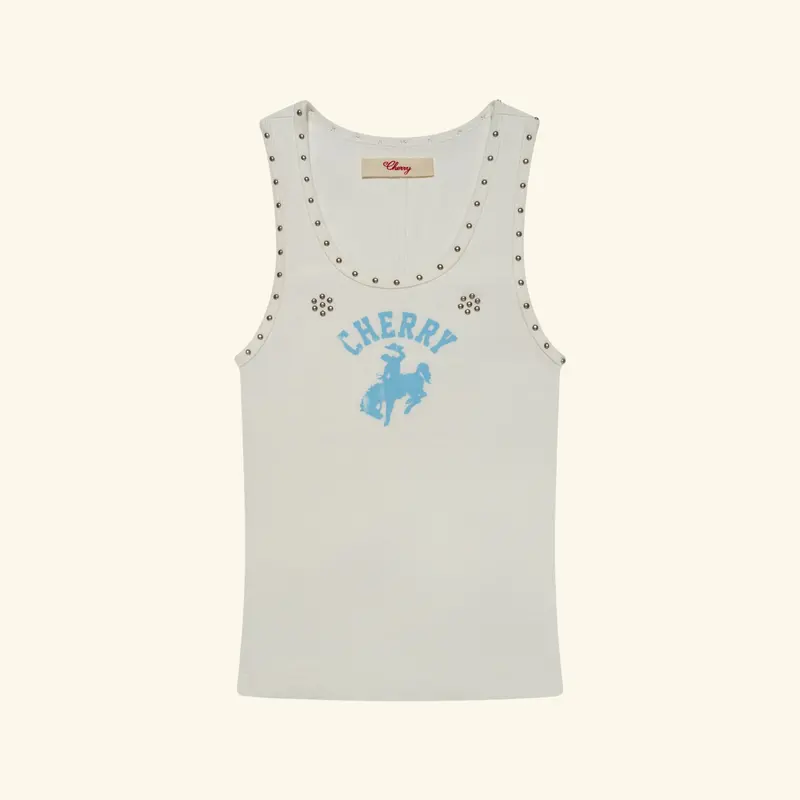 Women's Studded Tank Top (White) 1