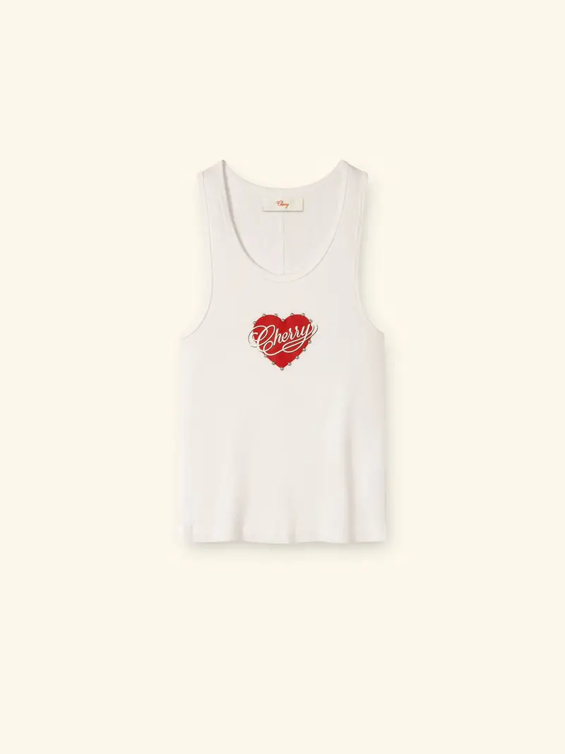 Women's Studded Valentine's Tank Top (Vintage White) 1