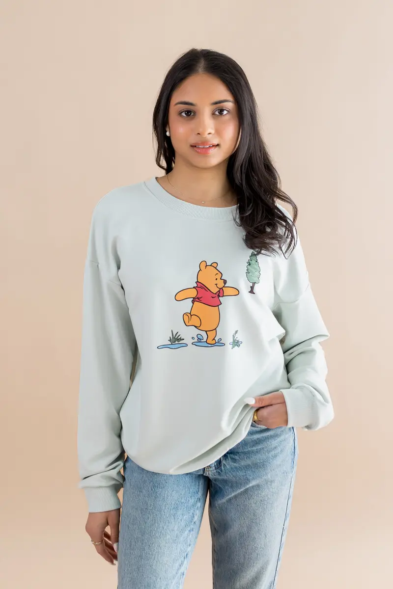 Women's Sweatshirt In Winnie The Pooh On Dew 1