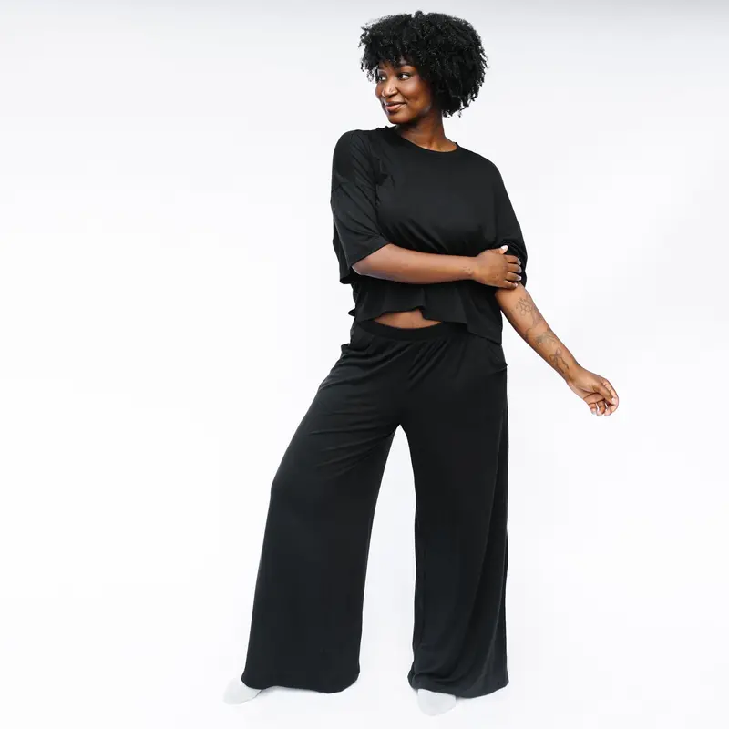 Women's Wide Leg Pant Set In Midnight 1