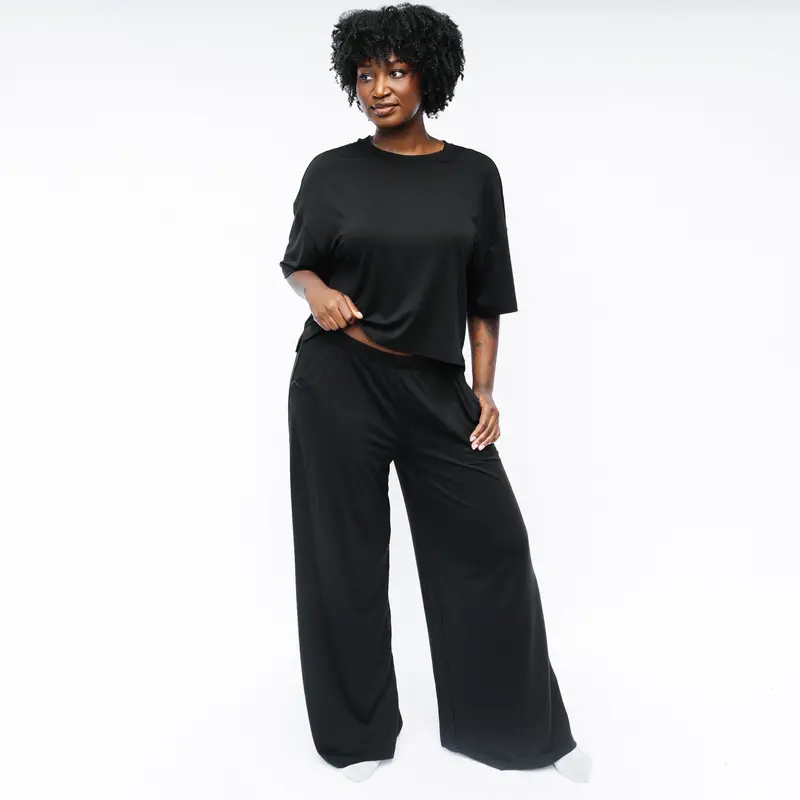 Women's Wide Leg Pant Set In Midnight 3
