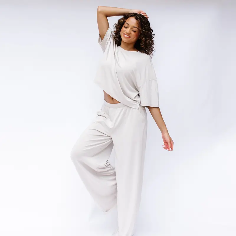 Women's Wide Leg Pant Set In Oat 1