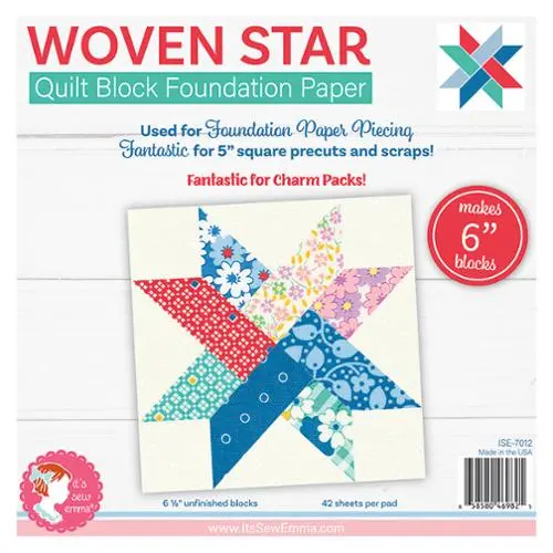 Woven Star - Quilt Block Foundation Paper / Makes 6" Blocks, It's Sew Emma 1