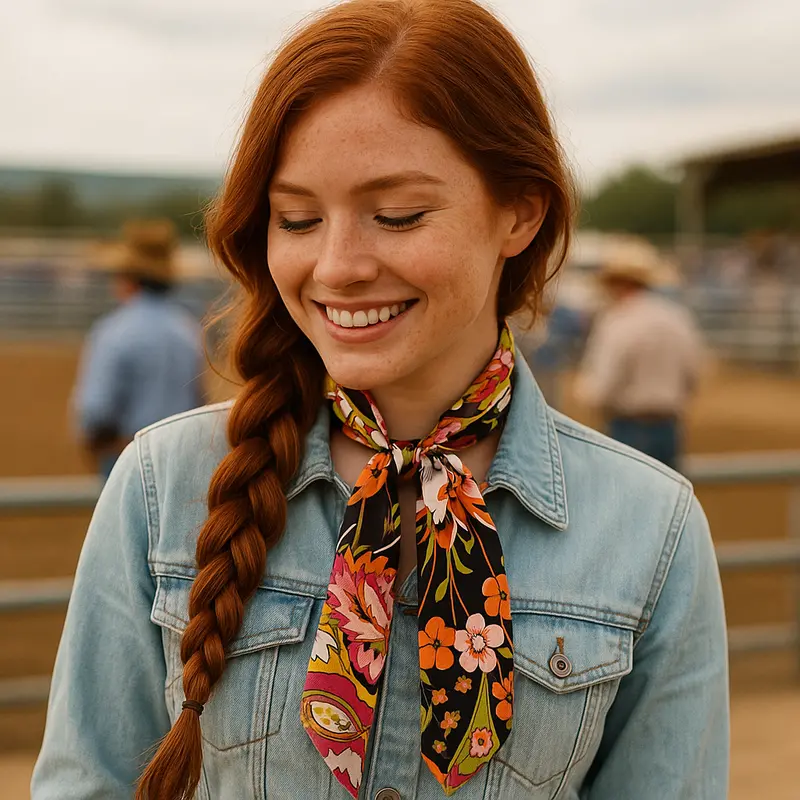 Yellow And Black Western Skinny Mini Wild Rag Scarf / Cowgirl Necktie #Tw335 1