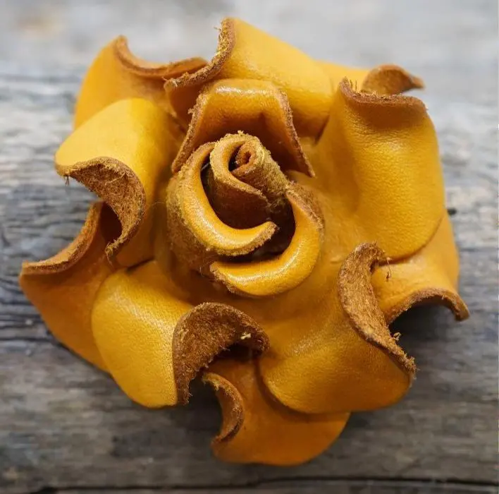 Yellow Rose Leather Flower 1