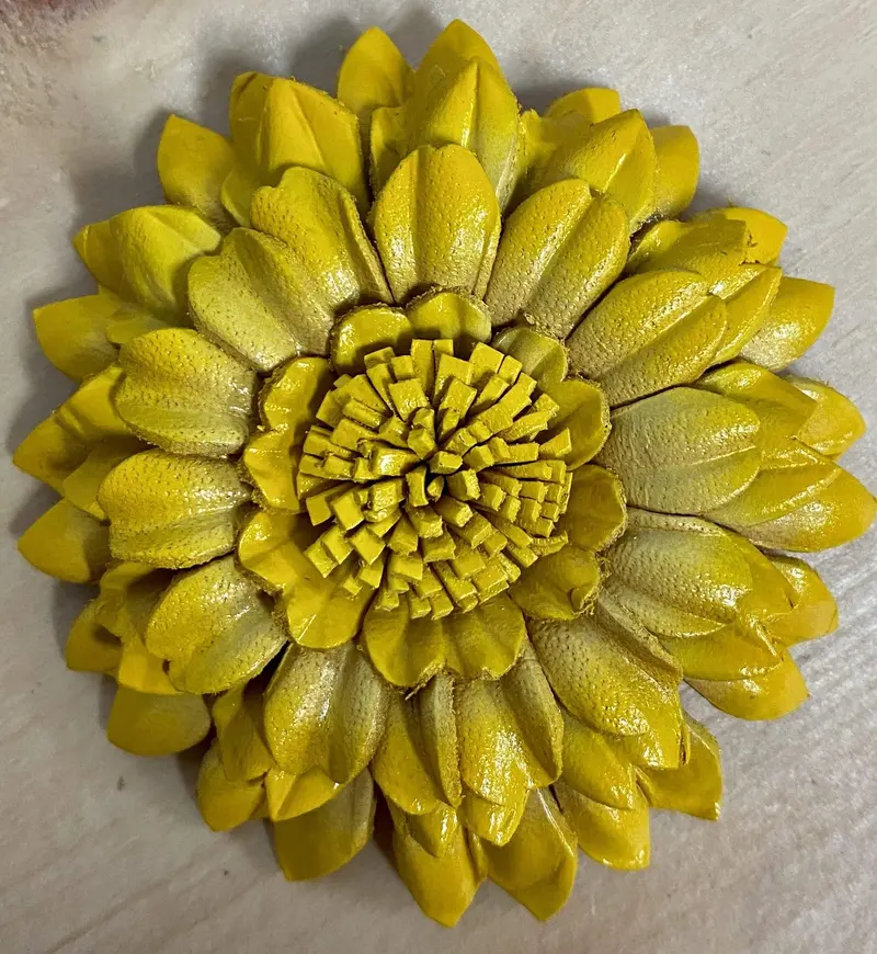 Yellow Sunflower Leather Flower 1