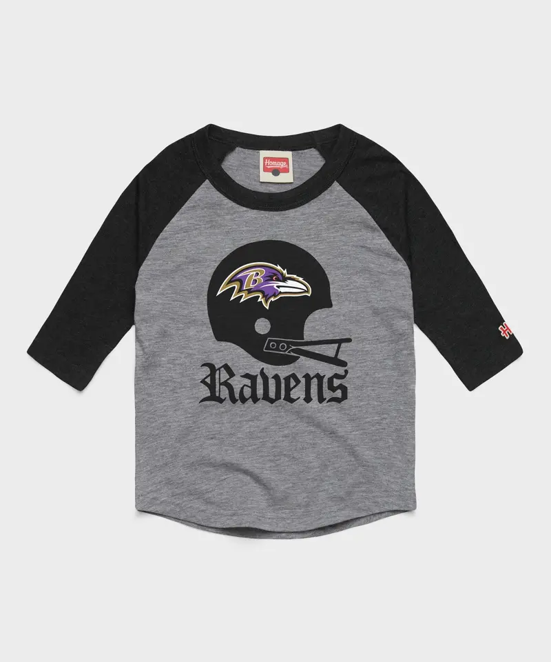 Youth Baltimore Ravens Big Helmet Raglan 1