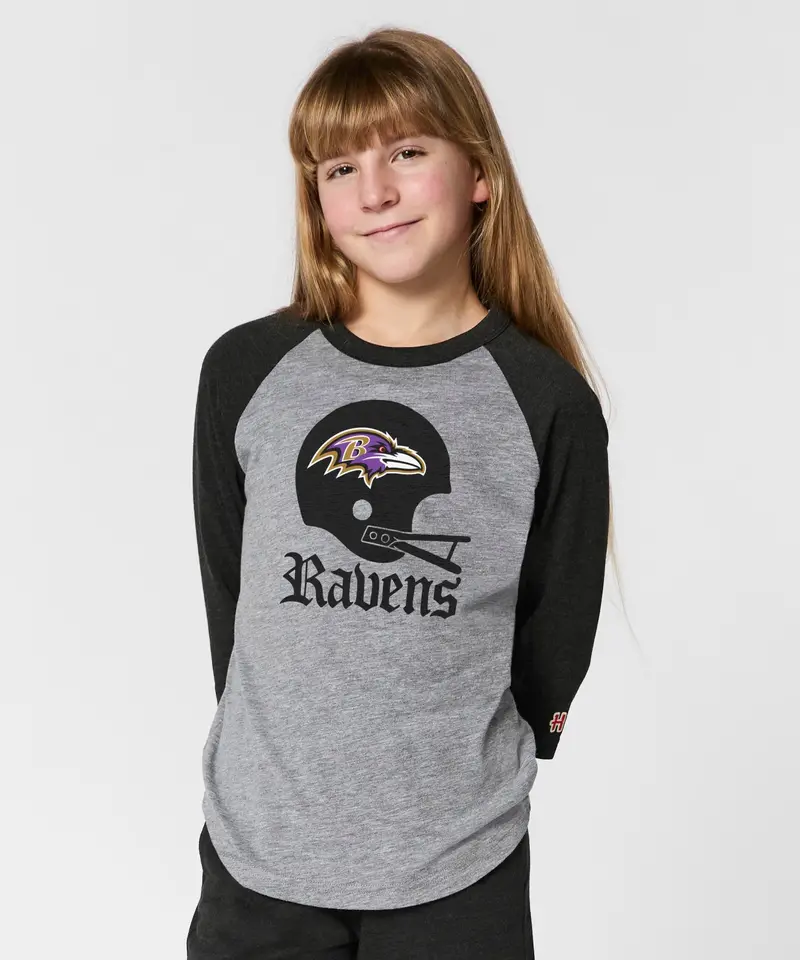 Youth Baltimore Ravens Big Helmet Raglan 3