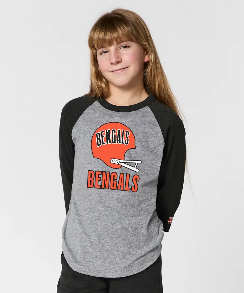 Youth Cincinnati Bengals Big Helmet Raglan 3