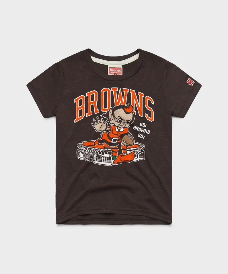 Youth Cleveland Browns Brownie Stiff Arm Stadium 1