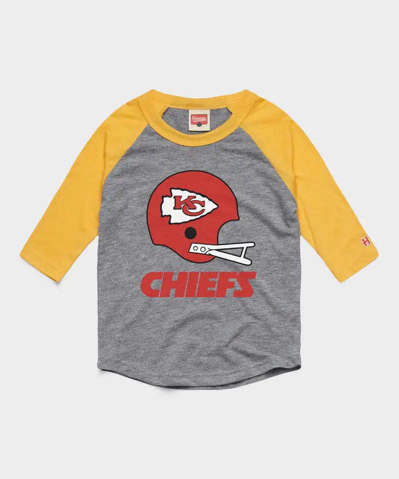 Youth Kansas City Chiefs Big Helmet Raglan 1
