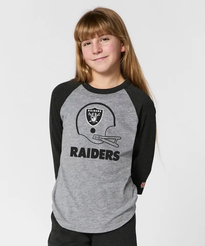 Youth Las Vegas Raiders Big Helmet Raglan 3