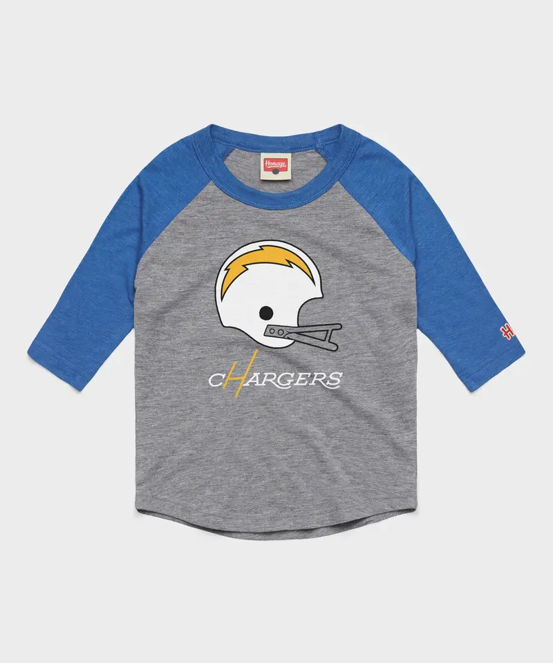 Youth Los Angeles Chargers Big Helmet Raglan 1
