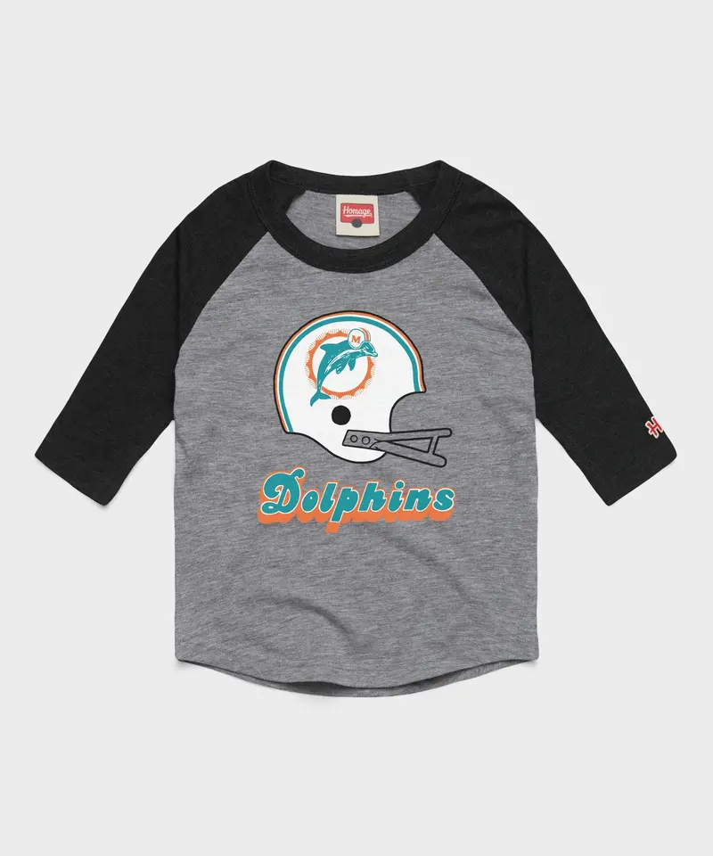 Youth Miami Dolphins Big Helmet Raglan 1