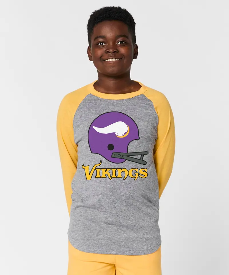 Youth Minnesota Vikings Big Helmet Raglan 3