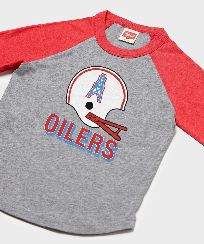 Youth Oilers Football Big Helmet Raglan 2