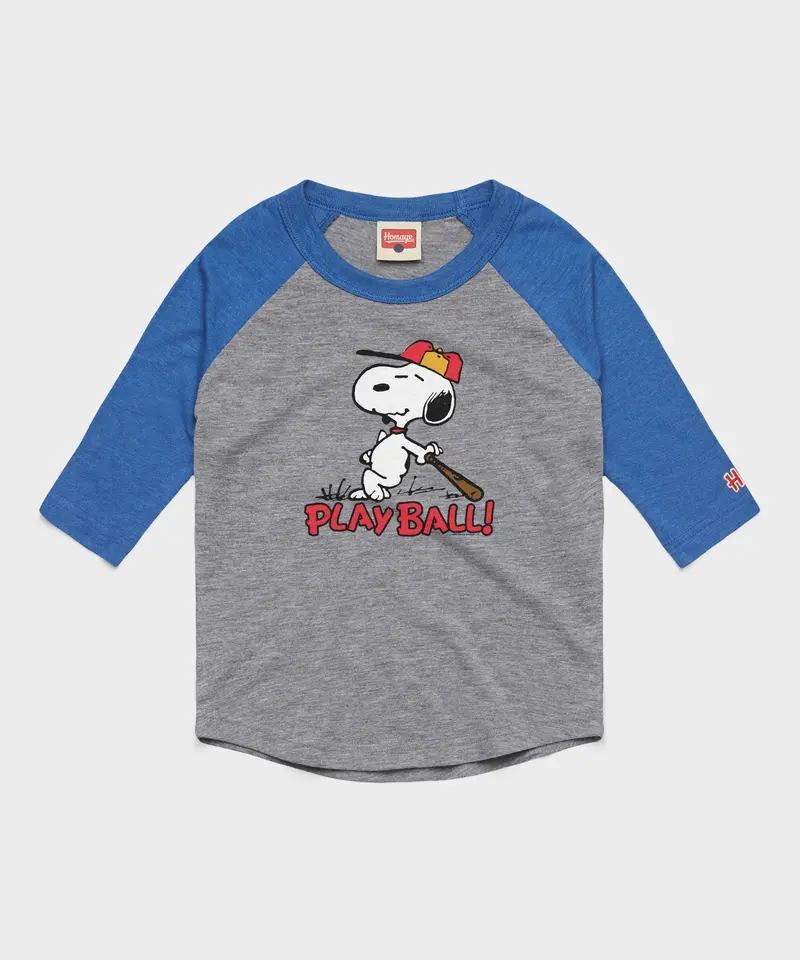 Youth Peanuts Snoopy Play Ball Raglan 1