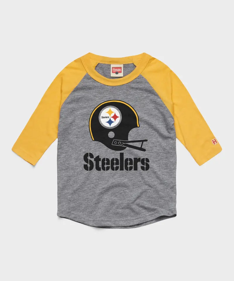 Youth Pittsburgh Steelers Big Helmet Raglan 1