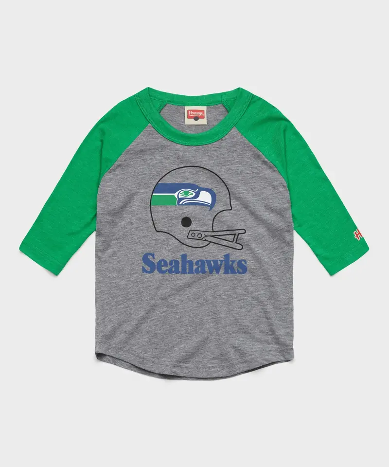 Youth Seattle Seahawks Big Helmet Raglan 1