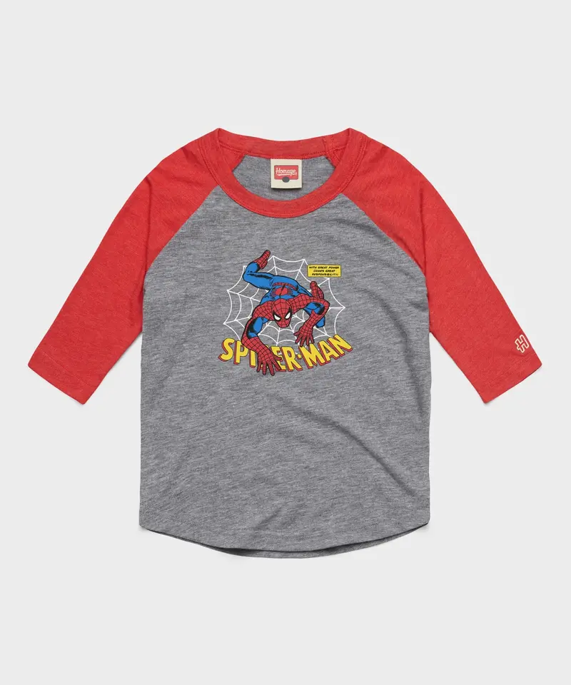 Youth Spider-Man With Great Power Raglan 1