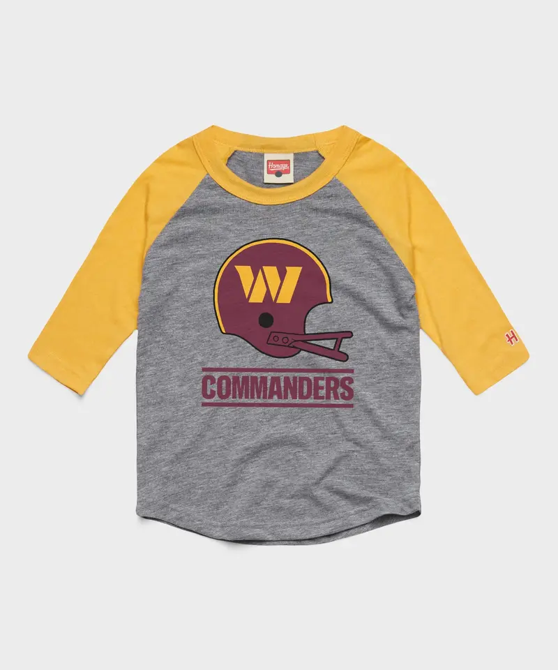 Youth Washington Commanders Big Helmet Raglan 1
