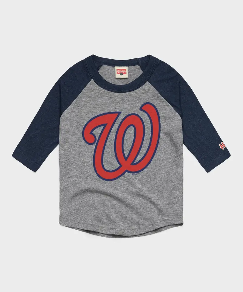 Youth Washington Nationals Cap Logo '24 Raglan 1