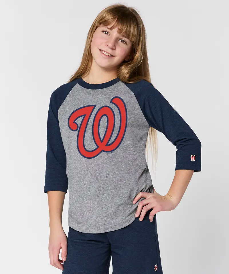 Youth Washington Nationals Cap Logo '24 Raglan 3