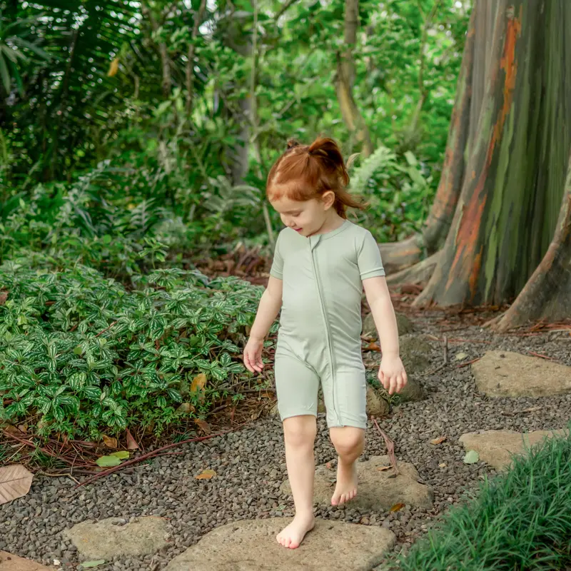 Zipper Shortall Romper In Basil 1