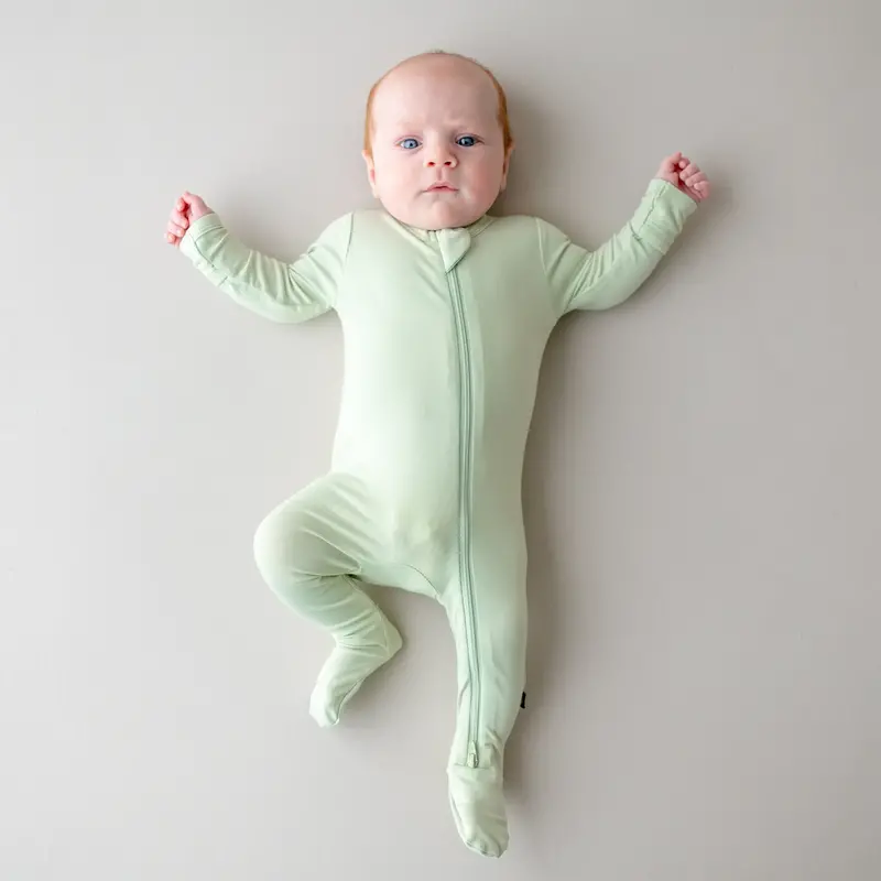 Zippered Footie In Basil 1