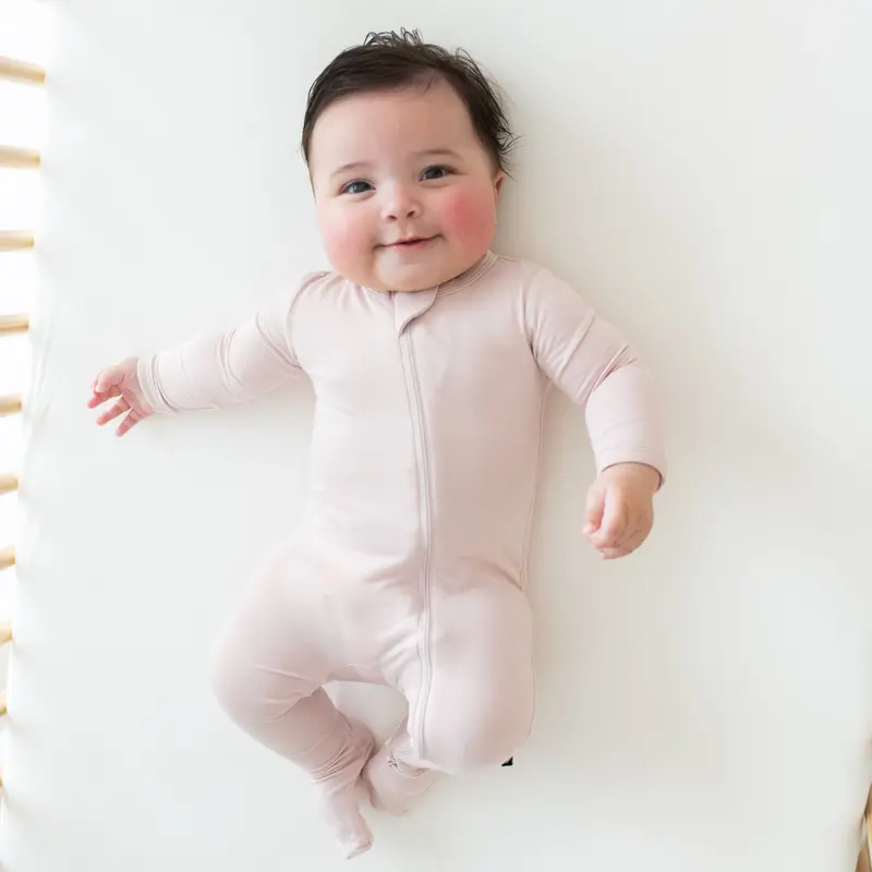 Zippered Footie In Blush 1