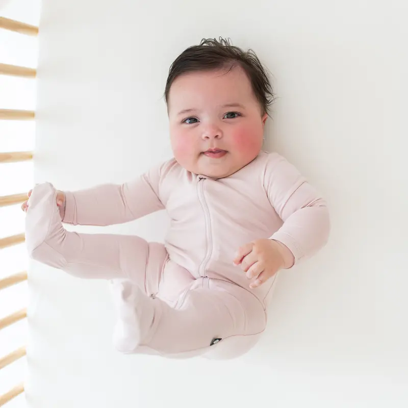 Zippered Footie In Blush 3