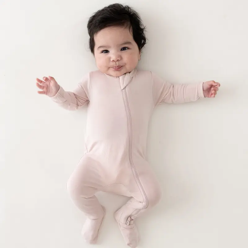 Zippered Footie In Blush 4