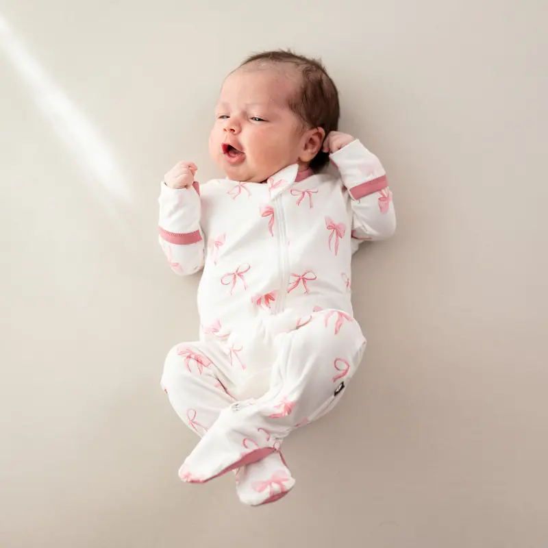 Zippered Footie In Bow 1