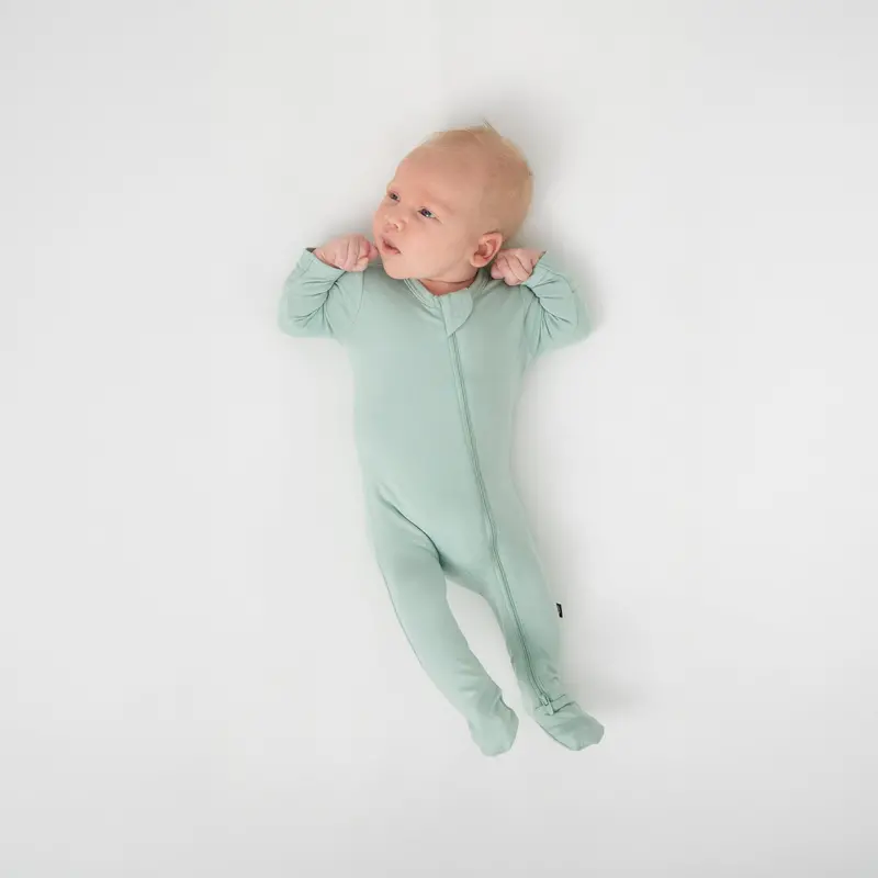 Zippered Footie In Sage 1