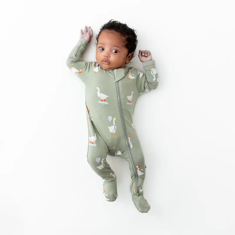 Zippered Footie In Silly Goose 1